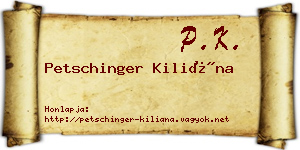 Petschinger Kiliána névjegykártya